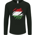 Torn Hungary Flag Hungarian Day Football Mens Long Sleeve T-Shirt Black