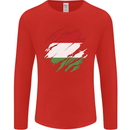 Torn Hungary Flag Hungarian Day Football Mens Long Sleeve T-Shirt Red