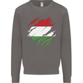 Torn Hungary Flag Hungarian Day Football Mens Sweatshirt Jumper Charcoal