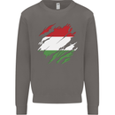 Torn Hungary Flag Hungarian Day Football Mens Sweatshirt Jumper Charcoal
