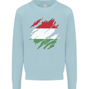 Torn Hungary Flag Hungarian Day Football Mens Sweatshirt Jumper Light Blue