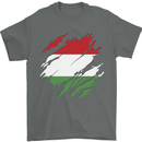 Torn Hungary Flag Hungarian Day Football Mens T-Shirt 100% Cotton Charcoal