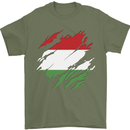 Torn Hungary Flag Hungarian Day Football Mens T-Shirt 100% Cotton Military Green
