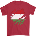 Torn Hungary Flag Hungarian Day Football Mens T-Shirt 100% Cotton Red