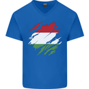 Torn Hungary Flag Hungarian Day Football Mens V-Neck Cotton T-Shirt Royal Blue