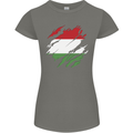 Torn Hungary Flag Hungarian Day Football Womens Petite Cut T-Shirt Charcoal