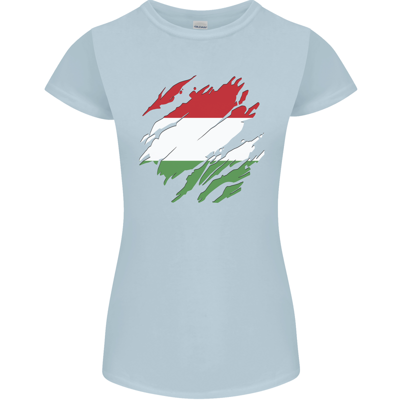 Torn Hungary Flag Hungarian Day Football Womens Petite Cut T-Shirt Light Blue