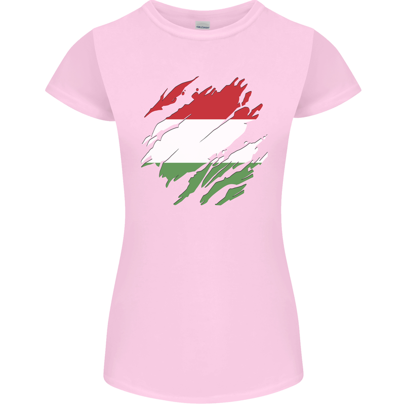 Torn Hungary Flag Hungarian Day Football Womens Petite Cut T-Shirt Light Pink