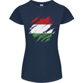 Torn Hungary Flag Hungarian Day Football Womens Petite Cut T-Shirt Navy Blue