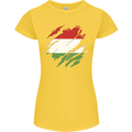 Torn Hungary Flag Hungarian Day Football Womens Petite Cut T-Shirt Yellow