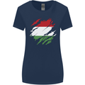 Torn Hungary Flag Hungarian Day Football Womens Wider Cut T-Shirt Navy Blue