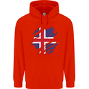 Torn Iceland Flag Icelander Day Football Childrens Kids Hoodie Bright Red