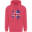 Torn Iceland Flag Icelander Day Football Childrens Kids Hoodie Heliconia