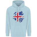 Torn Iceland Flag Icelander Day Football Childrens Kids Hoodie Light Blue