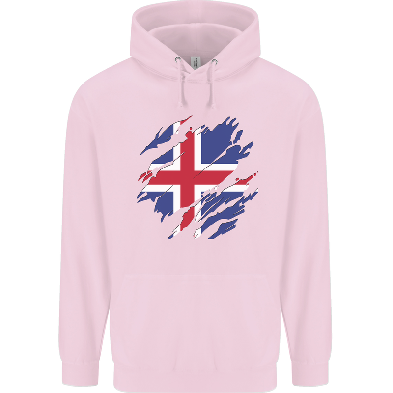 Torn Iceland Flag Icelander Day Football Childrens Kids Hoodie Light Pink