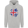 Torn Iceland Flag Icelander Day Football Childrens Kids Hoodie Sports Grey