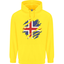 Torn Iceland Flag Icelander Day Football Childrens Kids Hoodie Yellow