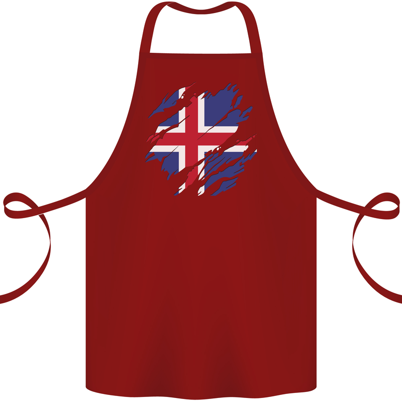 Torn Iceland Flag Icelander Day Football Cotton Apron 100% Organic Maroon