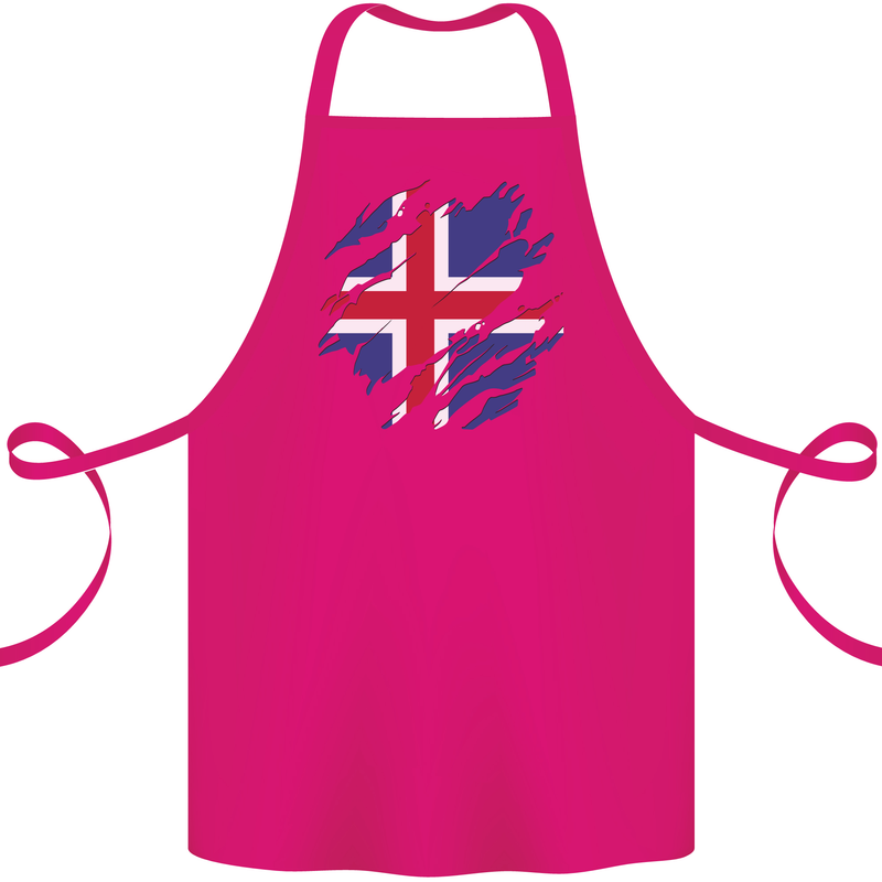 Torn Iceland Flag Icelander Day Football Cotton Apron 100% Organic Pink