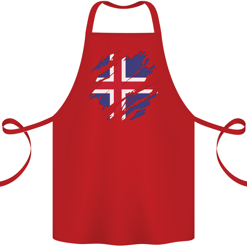 Torn Iceland Flag Icelander Day Football Cotton Apron 100% Organic Red