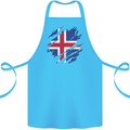 Torn Iceland Flag Icelander Day Football Cotton Apron 100% Organic Turquoise