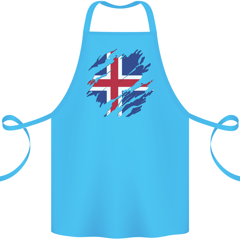 Torn Iceland Flag Icelander Day Football Cotton Apron 100% Organic Turquoise