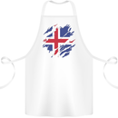 Torn Iceland Flag Icelander Day Football Cotton Apron 100% Organic White