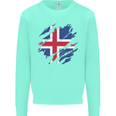 Torn Iceland Flag Icelander Day Football Kids Sweatshirt Jumper Peppermint