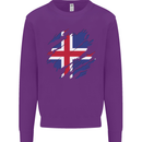 Torn Iceland Flag Icelander Day Football Kids Sweatshirt Jumper Purple