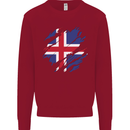 Torn Iceland Flag Icelander Day Football Kids Sweatshirt Jumper Red