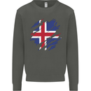 Torn Iceland Flag Icelander Day Football Kids Sweatshirt Jumper Storm Grey