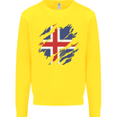 Torn Iceland Flag Icelander Day Football Kids Sweatshirt Jumper Yellow