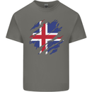 Torn Iceland Flag Icelander Day Football Kids T-Shirt Childrens Charcoal