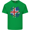 Torn Iceland Flag Icelander Day Football Kids T-Shirt Childrens Irish Green