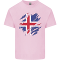 Torn Iceland Flag Icelander Day Football Kids T-Shirt Childrens Light Pink