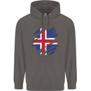 Torn Iceland Flag Icelander Day Football Mens 80% Cotton Hoodie Charcoal
