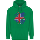 Torn Iceland Flag Icelander Day Football Mens 80% Cotton Hoodie Irish Green