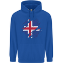 Torn Iceland Flag Icelander Day Football Mens 80% Cotton Hoodie Royal Blue