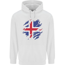 Torn Iceland Flag Icelander Day Football Mens 80% Cotton Hoodie White