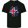 Torn Iceland Flag Icelander Day Football Mens Cotton T-Shirt Tee Top Black