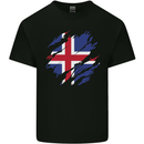 Torn Iceland Flag Icelander Day Football Mens Cotton T-Shirt Tee Top Black