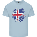 Torn Iceland Flag Icelander Day Football Mens Cotton T-Shirt Tee Top Light Blue