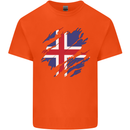Torn Iceland Flag Icelander Day Football Mens Cotton T-Shirt Tee Top Orange