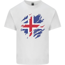 Torn Iceland Flag Icelander Day Football Mens Cotton T-Shirt Tee Top White