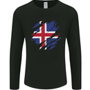 Torn Iceland Flag Icelander Day Football Mens Long Sleeve T-Shirt Black