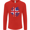 Torn Iceland Flag Icelander Day Football Mens Long Sleeve T-Shirt Red