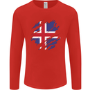 Torn Iceland Flag Icelander Day Football Mens Long Sleeve T-Shirt Red