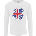 Torn Iceland Flag Icelander Day Football Mens Long Sleeve T-Shirt White