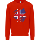 Torn Iceland Flag Icelander Day Football Mens Sweatshirt Jumper Bright Red