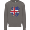 Torn Iceland Flag Icelander Day Football Mens Sweatshirt Jumper Charcoal